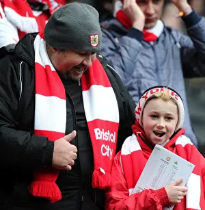 MK Dons V Bristol City Fans Prints: Bristol City Fans Unwavering Passion at MK Dons (Februder 7, 2015) - Sky Bet League One