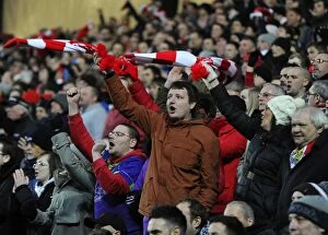 Images Dated 7th February 2015: Bristol City Fans Unwavering Support at MK Dons vs. Bristol City, Sky Bet League One (07.02.2015)