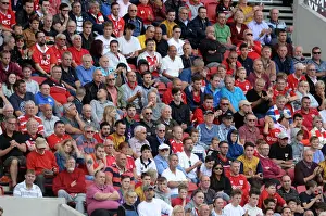 Bristol City V Derby County Prints: Bristol City Fans Watch Intently as Derby County Match Unfolds at Ashton Gate Stadium
