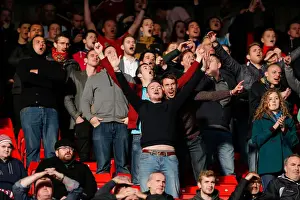 Barnsley V Bristol City Prints: Bristol City Fans Watch Tense Moments at Barnsley's Oakwell Stadium, 2014
