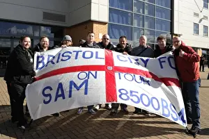Colchester United V Bristol City Prints: Bristol City Fans Wave Flag at Colchester United Match, Sky Bet League One, 2014