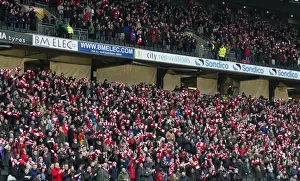 Framed Print : Bristol City Fans Wave Scarves at Stadium MK during MK Dons vs. Bristol City Match, Sky Bet League One