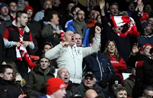 Framed Print : Bristol City Fans Go Wild Celebrating Aden Flint's Goal Against Nottingham Forest (27.2.2016)