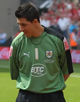 Play Off Final Prints: Bristol City FC: Adriano Basso Celebrates Play Off Final Triumph