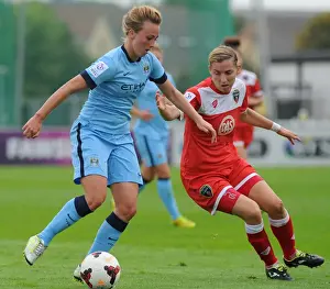 BAWFC V Manchester City Womens Prints: Bristol City FC: BAWFC vs Man City Ladies - Grace McCatty Fights for Ball Possession