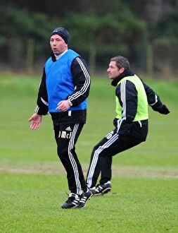 Images Dated 10th January 2012: Bristol City FC: Derek McInnes and Tony Docherty Lead Training Session at Memorial Stadium