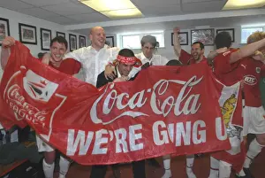 Promotion Prints: Bristol City FC: Euphoric Promotion Moment in the Unforgettable Dressing Room