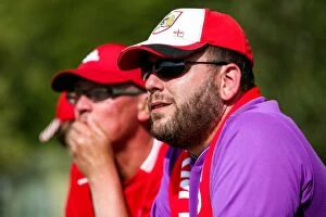 Images Dated 9th July 2017: Bristol City FC Fans in Action: Pre-season Friendly Against Bristol Manor Farm, 2017
