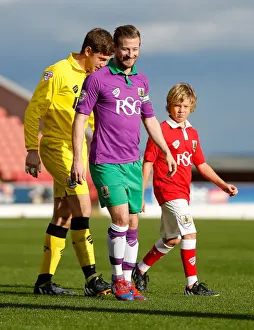 Bristol City FC: Frank Fielding and Wade Elliott Leading the Team Out at Oakwell Stadium