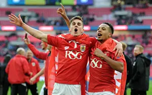 March Prints: Bristol City FC: Joe Bryan and Korey Smith's Jubilant Reaction to 2-0 JPT Victory over Walsall at Wembley Stadium