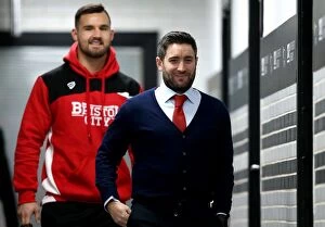 Images Dated 11th February 2017: Bristol City FC: Lee Johnson and Bailey Wright Arrive at Derby County's iPro Stadium Ahead of