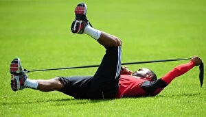 Images Dated 31st July 2012: Bristol City FC: Liam Fontaine Stretching During Pre-Season Training (Scotland Tour)