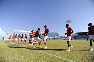 Extension Gunners V Bristol City Prints: Bristol City FC Players Gear Up for Extension Gunners Clash in Botswana: Warm-Up at National Stadium