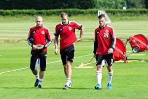 Images Dated 27th June 2013: Bristol City FC: Pre-Season Training - Frank Fielding, Aden Flint, and Mitch Brundle
