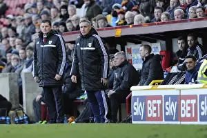 Bristol City FC: Steve Cotterill and John Pemberton at Bradford City's Coral Windows Stadium, 2014