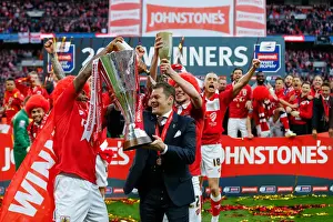 Bristol City V Walsall - JPT Final Prints: Bristol City FC: Steve Cotterill's Johnstones Paint Trophy Victory - Celebrating with Mark Little and Luke Ayling