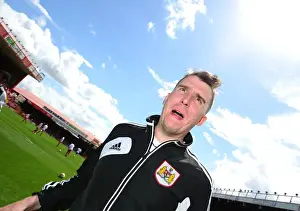Louis Carey Testimonial Prints: Bristol City FC: Stewart Dougall Analyzes at Ashton Gate during Louis Carey's Testimonial (Friendly vs)