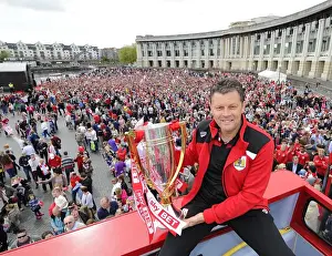 City Of Bristol Prints: Bristol City FC's Glorious Championship Victory: Steve Cotterill and Jubilant Fans Celebrate with the Trophy