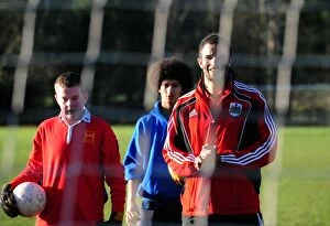 Images Dated 18th January 2011: Bristol City First Team at Ashton Park School with David James - Season 10-11