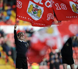 Bristol City V Gillingham Prints: Bristol City Flag Bearers at Ashton Gate: March 1st