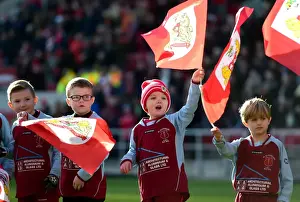Bristol City Flag Bearers at Ashton Gate - Sky Bet Championship Match Against Cardiff City (January 14)