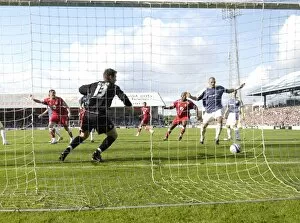 Images Dated 13th September 2008: Bristol City Flash the ball accross the cardiff goal