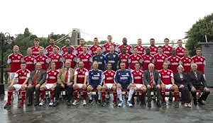 Headshots Prints: Bristol City Football Club: 2013 Team Photo at Avon Gorge Hotel with Clifton Suspension Bridge Backdrop