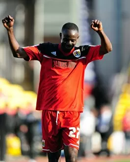 Images Dated 22nd September 2012: Bristol City Football Club: Albert Adomah Joins Euphoric Fans in Victory Celebrations at Vicarage
