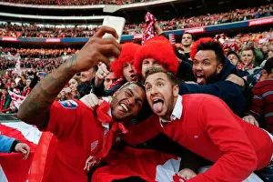Bristol City Football Club Celebrates Johnstones Paint Trophy Win with Fans: Mark Little's Selfie Moment at Wembley Stadium