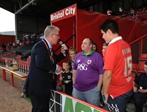 Images Dated 16th August 2014: Bristol City Football Club: Dave Lloyd Engages Fans at Half Time during Bristol City vs Colchester