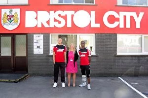Images Dated 3rd August 2013: Bristol City Football Club: James Wilson, Amy Kingston, and Toby Ajala Outside Ashton Gate - Sky