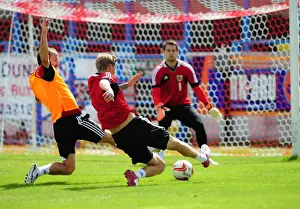 Training Prints: Bristol City Football Club: Jon Stead and Louis Carey in Intense Training Battle