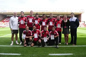 Framed Print : Bristol City Football Club: NVQ Scholars Celebrate at Ashton Gate after Win against Bradford City (3rd August 2013) Framed Print : Bristol City Football Club: NVQ Scholars Celebrate at Ashton Gate after Win against Bradford City (3rd August 2013)