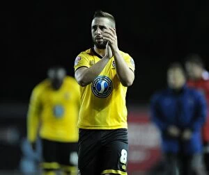 Images Dated 11th November 2014: Bristol City Football Club: Sammy Moore Applauding AFC Wimbledon Fans at Ashton Gate