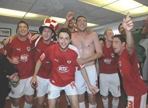 Promotion Prints: Bristol City Football Club: Unforgettable Promotion Moments - Celebrating in the Exclusive Dressing Room