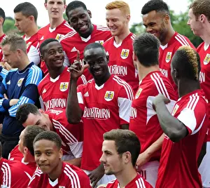 Framed Print : Bristol City Football Team: Albert Adomah's Expressive Moment at the Team Photo Shoot