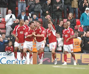 Bristol City V Colchester United Prints: Bristol City Football Team Celebrates Victory Over Colchester United