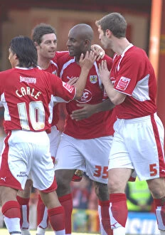 Images Dated 11th February 2008: Bristol City Football Team: Unified in Victory - Group Celebration After Win Against Sheffield