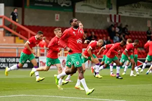 Bristol City Football Team Warm-Up Ahead of Fleetwood Town Match, 2014