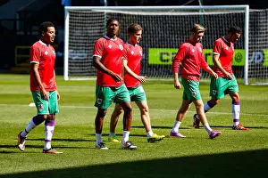 Bristol City Football Team Warm-Up Ahead of Notts County Match, 2014