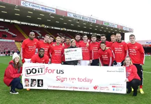 Bristol City V Rotherham United Prints: Bristol City Footballers Support Give Blood Campaign During Rotherham United Match