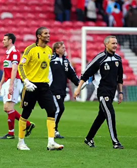 Bristol city Goalkeeper David James and Manager Keith Millen clearly pleased with the result on the final