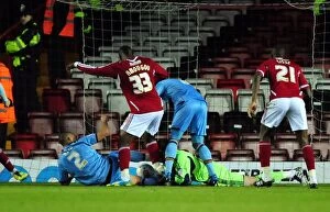 Images Dated 17th April 2012: Bristol City Goalkeeper Dean Gerken Saves Last-Minute Shot vs. West Ham