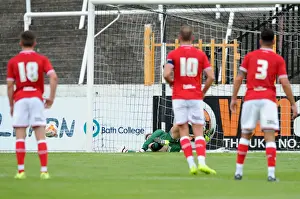 Framed Print : Bristol City Goalkeeper Frank Fielding Saves Penalty in Pre-Season Friendly vs Bath City