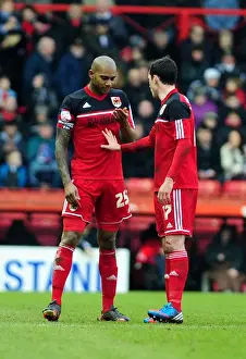 Bristol City V Nottingham Forest Prints: Bristol City: Gregg Cunningham Consoles Marvin Elliott Amidst Nosebleed on Pitch (Bristol City V Nottingham Forest)