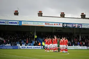Gillingham V Bristol City Prints: Bristol City Honors Minute Silence at Gillingham's Priestfield Stadium during FA Cup Match