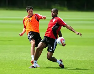 Pre-Season Training Prints: Bristol City: Ivan Sproule and Marvin Elliott Locking Horns in Intense Pre-Season Training