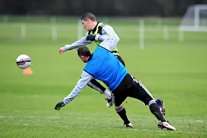 Training 10-1-12 Prints: Bristol City: James Wilson vs. Louis Carey - A Training Battle at Memorial Stadium