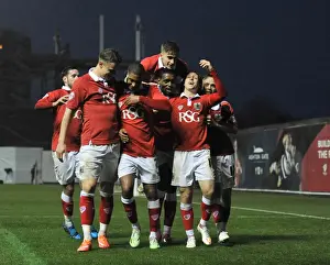 Bristol City V Yeovil Town Prints: Bristol City: Jay Emmanuel-Thomas's Goal Against Yeovil Town - Celebration with Team Mates (December 2014)