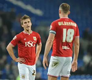 Bristol City: Joe Bryan and Aaron Wilbraham in Deep Conversation at Cardiff City Stadium, 2015